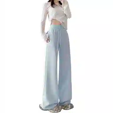 沐晓欣 糖果色腰微喇辣妹显瘦百搭拖地裤休闲裤 女款