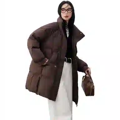 鸭鸭 冬季韩版立领中长款宽松直筒休闲时尚加厚羽绒服 女款