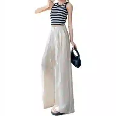 黛尔佳人 纯色时尚薄款阔腿休闲裤 女款