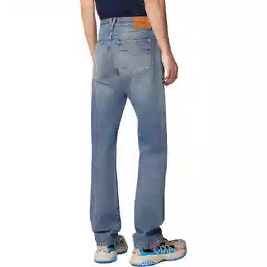 范思哲 常规版型中号石洗棉质牛仔裤 男款 蓝色