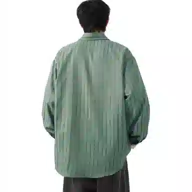 沐诚阳译 日系条纹夏季潮牌宽松痞帅翻领衬衣休闲外套 衬衫  男女同款