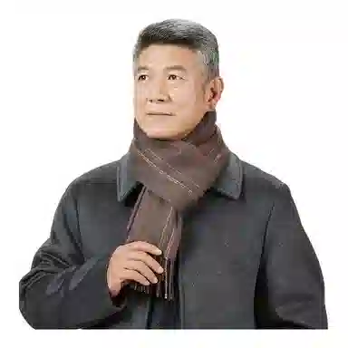 恒源祥 横条保暖 山羊绒 绒线围巾 男款