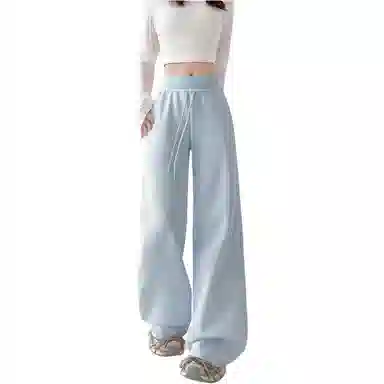 沐晓欣 糖果色腰微喇辣妹显瘦百搭拖地裤休闲裤 女款