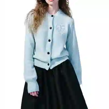 MARDI MERCREDI RACCOON BLENDED CARDIGAN ROUND NECK SPADE_