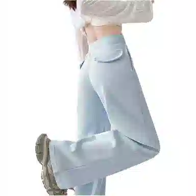 沐晓欣 糖果色腰微喇辣妹显瘦百搭拖地裤休闲裤 女款