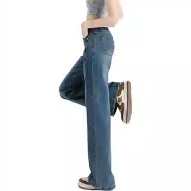 沐晓欣 纯色舒适高腰宽松阔腿裤休闲裤 女款