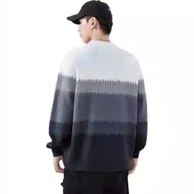 大卫贝肯 美式复古拼色学院风高街慵懒感撞色拼接潮流时尚高级感轻奢氛围感圆领套头长袖打底衫垂感舒适毛衣 男女同款