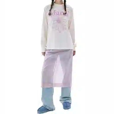 MARDI MERCREDI TSHIRT LONG SLEEVE FLOWERMARDI_CREAM PINKLAVENDER FW25T