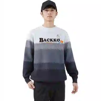 大卫贝肯 美式复古拼色学院风高街慵懒感撞色拼接潮流时尚高级感轻奢氛围感圆领套头长袖打底衫垂感舒适毛衣 男女同款