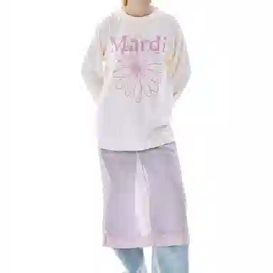 MARDI MERCREDI TSHIRT LONG SLEEVE FLOWERMARDI_CREAM PINKLAVENDER FW25T
