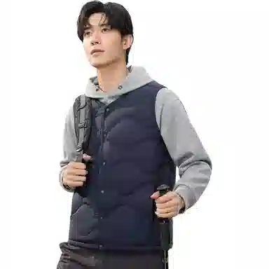 鸭鸭 冬季轻薄短款时尚潮流纯色马甲舒适保暖百搭背心羽绒服 男款