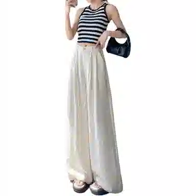 黛尔佳人 纯色时尚薄款阔腿休闲裤 女款