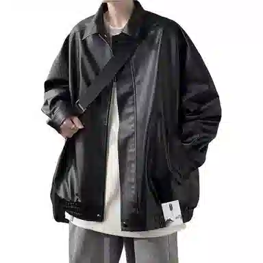 布客行 高街复古简约纯色设计硬汉霸气有型防风防水翻领休闲宽松百搭潮流新潮前卫风格夹克 男女同款