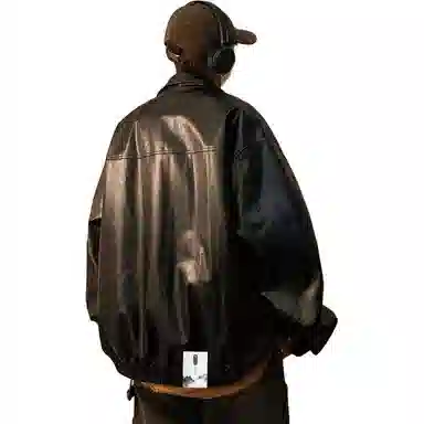 【秋季个性休闲PU皮拉链机车服】布客行 痞帅狂野硬朗摇滚叛逆霸气不羁纯色宽松百搭工装学院翻领设计防风防水夹克 男女同款