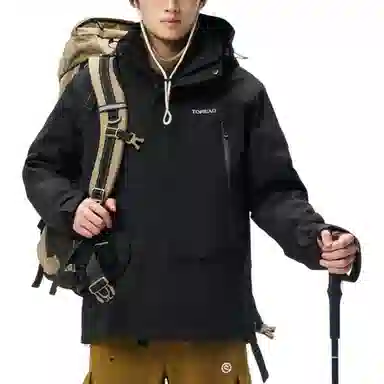 探路者  舒适休闲可脱卸帽三合一  防水防风透气保暖防静电冲锋衣 男女同款 黑色