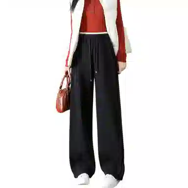 法文箱子 加绒加厚高腰宽松纯色休闲裤 女款