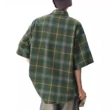 沐诚阳译 日系复古时尚百搭简约潮流宽松短袖衬衫 男女同款