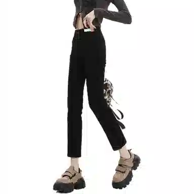 惟熙 直筒高腰薄款宽松牛仔裤 女款 黑色