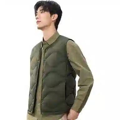 鸭鸭 冬季轻薄短款时尚潮流纯色马甲舒适保暖百搭背心羽绒服 男款