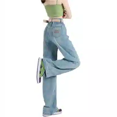 沐晓欣 纯色舒适高腰宽松阔腿裤休闲裤 女款