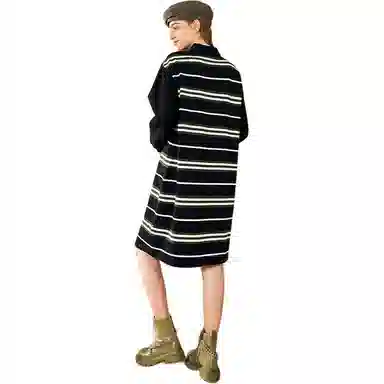 木果果木 小个子女生复古条纹时尚简约长袖连衣裙 女款