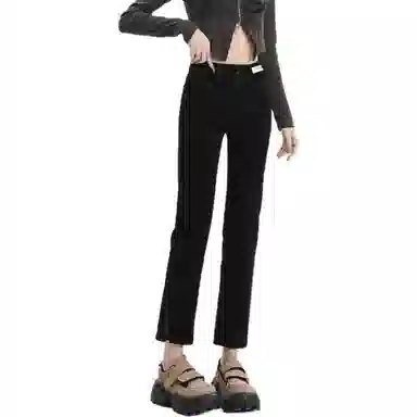 惟熙 直筒高腰薄款宽松牛仔裤 女款 黑色