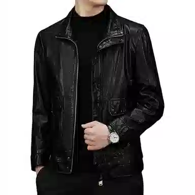 太子龍 翻领真皮牛皮机车服皮夹克外套工装皮衣 男款