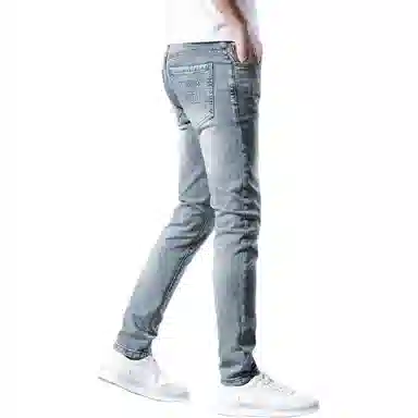 吉肯蒂 高端夏季潮牌修身做旧弹力小脚裤牛仔裤 男款