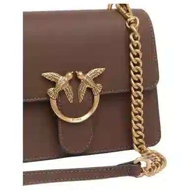PINKO Love Bag Small Brown Leather Tote