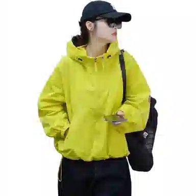 邦固依品 高级感连帽短款外套女春季小个子宽松显瘦冲.锋衣薄上衣夹克 女款