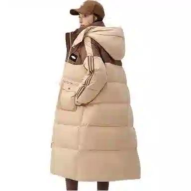 鸭鸭 连帽撞色拼接加厚保暖时尚韩版甜美风森系通勤羽绒服 女款