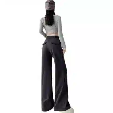 沐晓欣 糖果色腰微喇辣妹显瘦百搭拖地裤休闲裤 女款