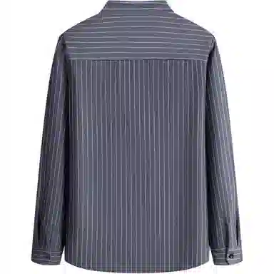 红豆 保暖加绒加厚假两件翻领休闲衬衣竖条纹亲肤舒适长袖上衣衬衫 男款