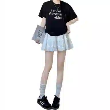 黛尔佳人 夏季芭蕾风显瘦蛋糕裙女高腰半身裙休闲短裙 女款 白色