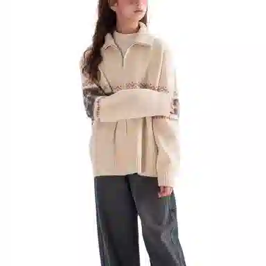 迷乐童堡 洋气时尚百搭长袖毛衣 奶杏色 青少年