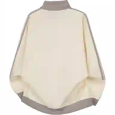 【Contrast学院风】蓝精灵 美式潮流教练服勋章字母印花撞色三条杠秋冬季立领拉链休闲拼接嘻哈设计感插肩袖开衫防风外套卫衣 男女同款