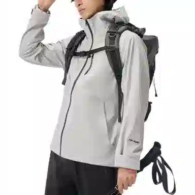 探路者  纯色连帽拉链户外  防风保暖耐磨冲锋衣 男款 山影灰