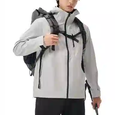 探路者  纯色连帽拉链户外  防风保暖耐磨冲锋衣 男款 山影灰