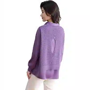 恒源祥 洋气简约百搭翻领纯色长袖针织衫 女款