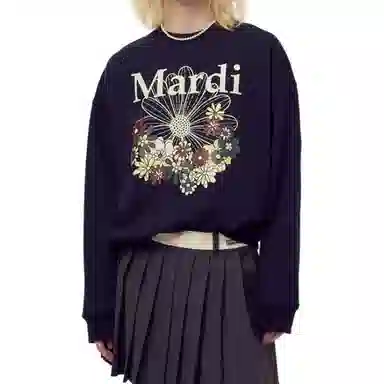 MARDI MERCREDI FW25 SWEATSHIRT FLOWERMARDI JARDIN_NAVY IVORY