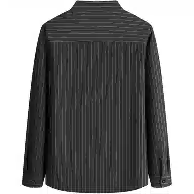 红豆 保暖加绒加厚假两件翻领休闲衬衣竖条纹亲肤舒适长袖上衣衬衫 男款