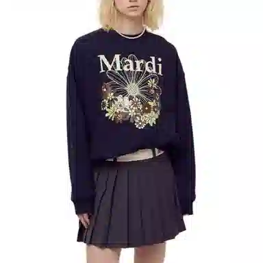 MARDI MERCREDI FW25 SWEATSHIRT FLOWERMARDI JARDIN_NAVY IVORY
