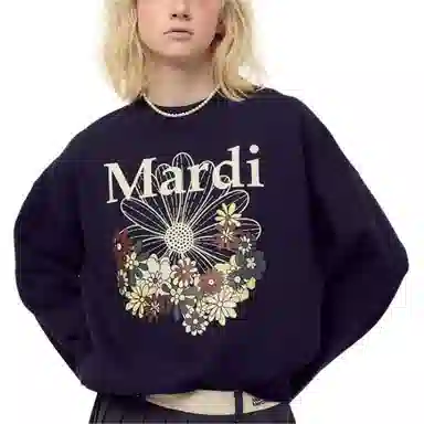 MARDI MERCREDI FW25 SWEATSHIRT FLOWERMARDI JARDIN_NAVY IVORY