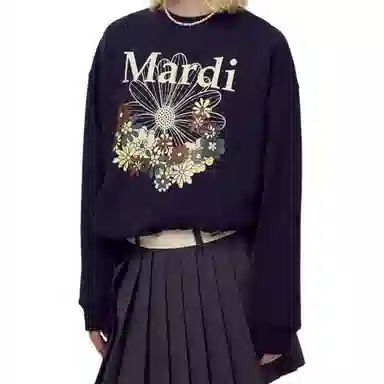 MARDI MERCREDI FW25 SWEATSHIRT FLOWERMARDI JARDIN_NAVY IVORY