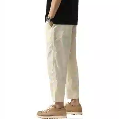 帝狼牛 日系简约纯色字母刺绣宽松直筒九分休闲裤 男女同款