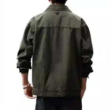 贵色 高端美式复古重磅休闲夹克外套 男女同款 军绿