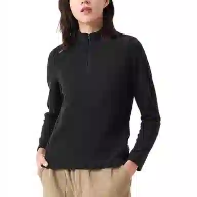 探路者 舒适保暖防风透气绒感外套 女款 黑色