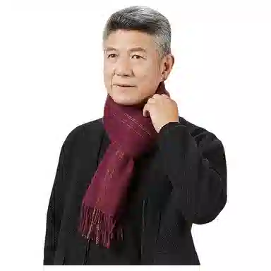 恒源祥 横条保暖 山羊绒 绒线围巾 男款