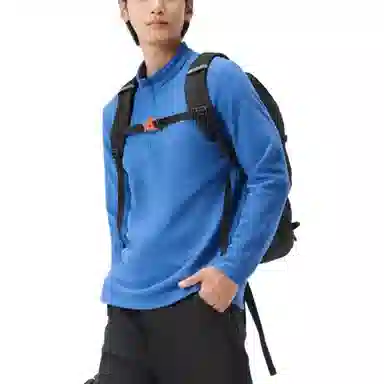 探路者 抓绒户外保暖耐磨防风保暖卫衣 男款 潮汐蓝
