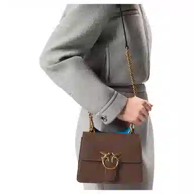 PINKO Love Bag Small Brown Leather Tote